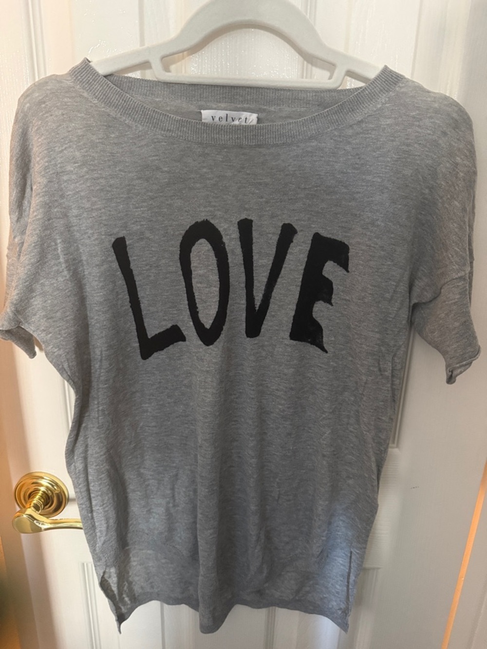 Velvet Grey Tee with Black LOVE Graphic